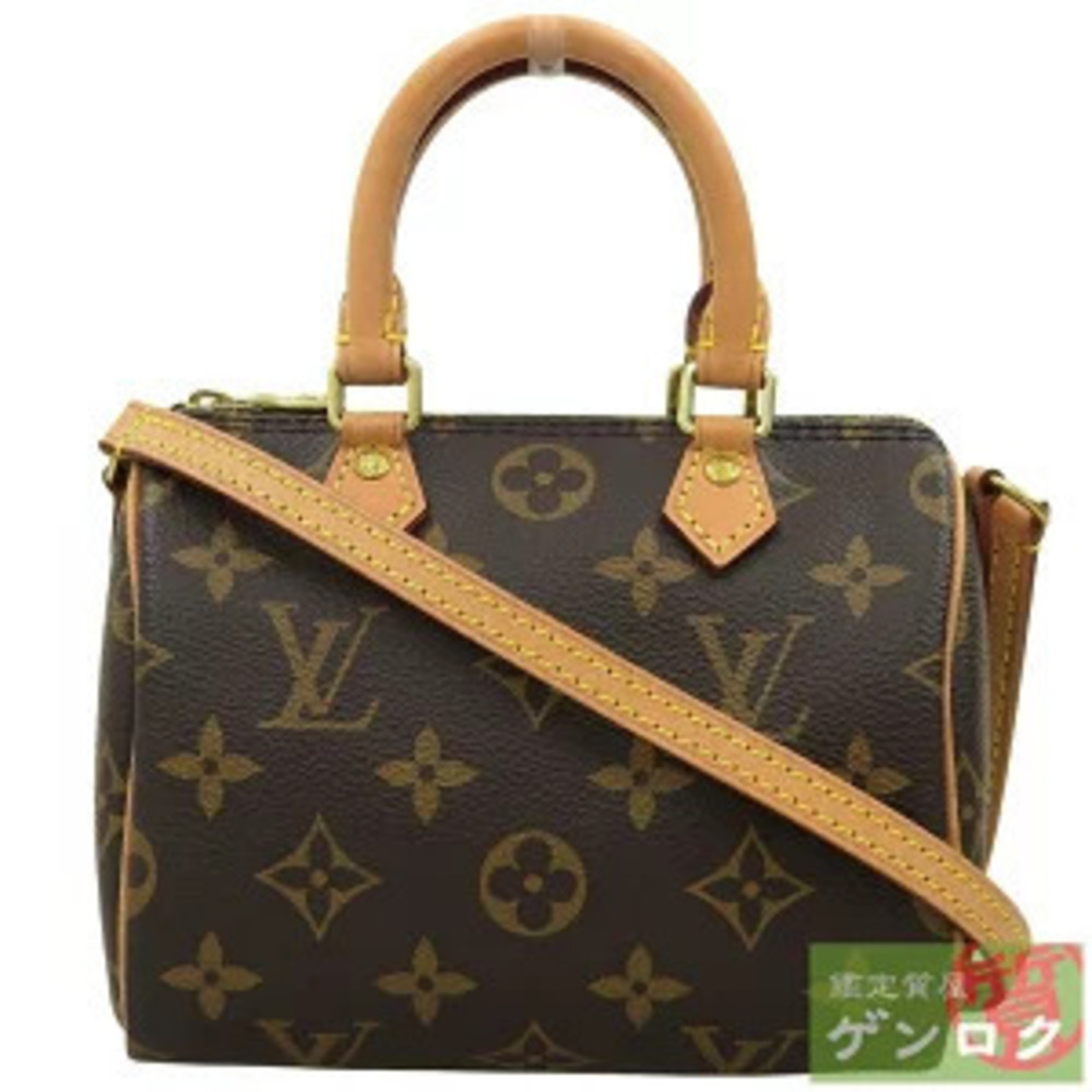 Louis Vuitton Monogram Speedy Shoulder Bag Canvas Leather Brown